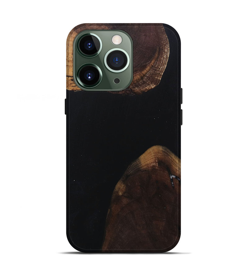 iPhone 13 Pro Wood+Resin Live Edge Phone Case - Kathleen (Pure Black, 682226)