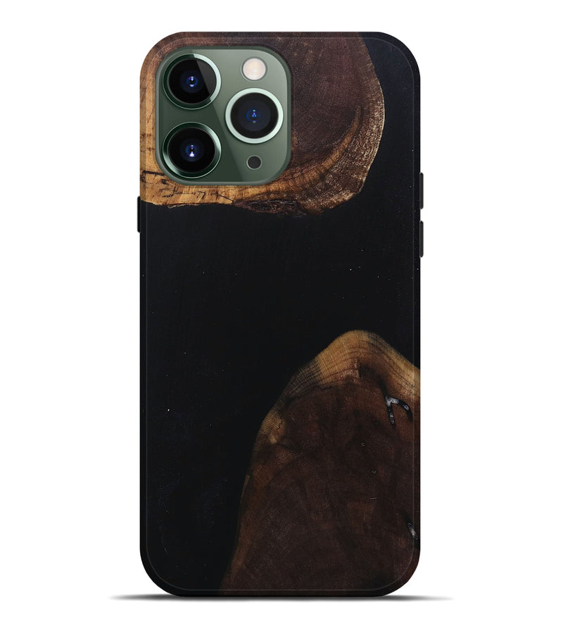 iPhone 13 Pro Max Wood+Resin Live Edge Phone Case - Kathleen (Pure Black, 682226)