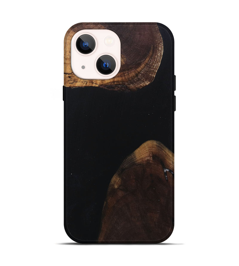 iPhone 14 Wood+Resin Live Edge Phone Case - Kathleen (Pure Black, 682226)