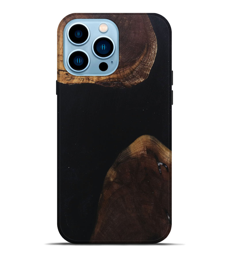 iPhone 14 Pro Max Wood+Resin Live Edge Phone Case - Kathleen (Pure Black, 682226)