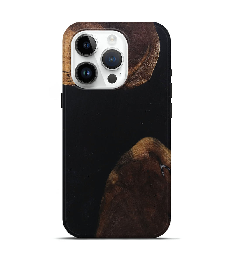 iPhone 15 Pro Wood+Resin Live Edge Phone Case - Kathleen (Pure Black, 682226)