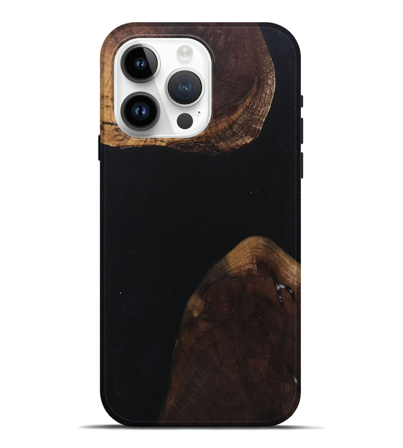 iPhone 15 Pro Max Wood+Resin Live Edge Phone Case - Kathleen (Pure Black, 682226)