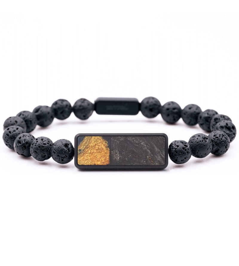 Lava Bead Wood+Resin Bracelet - Anahi (Teal & Gold, 682253)