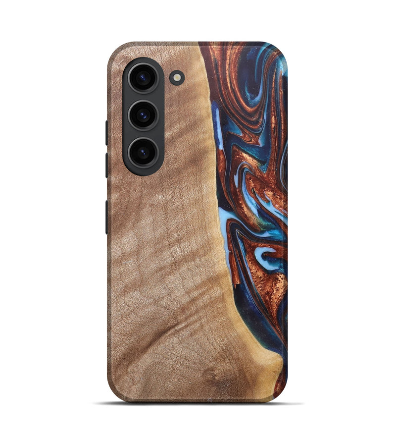Galaxy S23 Wood+Resin Live Edge Phone Case - Mekhi (Teal & Gold, 682472)