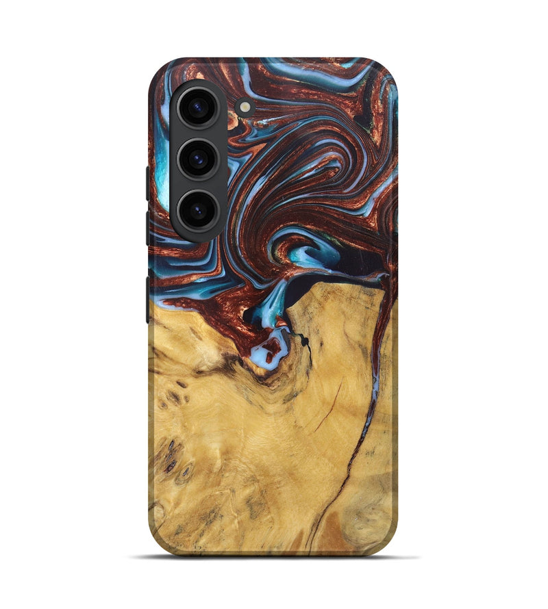 Galaxy S23 Wood+Resin Live Edge Phone Case - Giuliana (Teal & Gold, 682483)