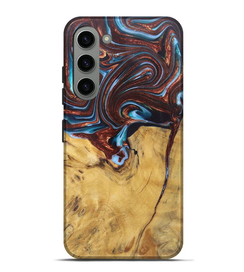 Galaxy S23 Plus Wood+Resin Live Edge Phone Case - Giuliana (Teal & Gold, 682483)