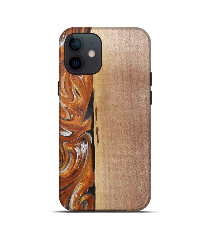 iPhone 12 mini Wood+Resin Live Edge Phone Case - Chase (Black & White, 682526)