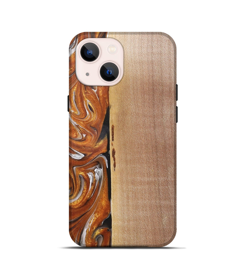 iPhone 13 mini Wood+Resin Live Edge Phone Case - Chase (Black & White, 682526)