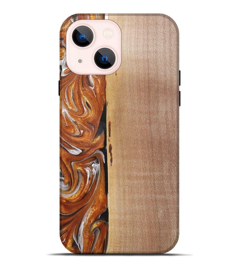 iPhone 14 Plus Wood+Resin Live Edge Phone Case - Chase (Black & White, 682526)