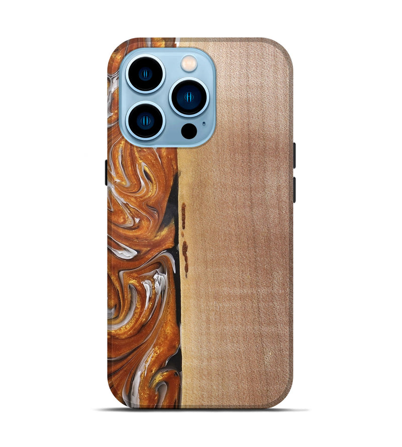 iPhone 14 Pro Wood+Resin Live Edge Phone Case - Chase (Black & White, 682526)