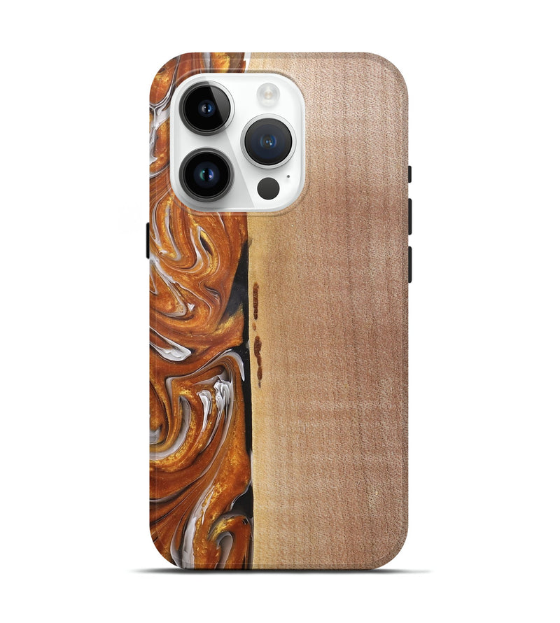 iPhone 15 Pro Wood+Resin Live Edge Phone Case - Chase (Black & White, 682526)