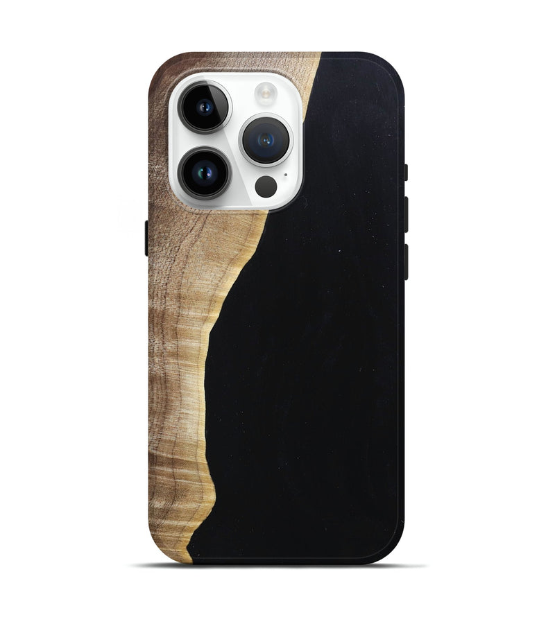 iPhone 15 Pro Wood+Resin Live Edge Phone Case - Ruth (Pure Black, 682560)