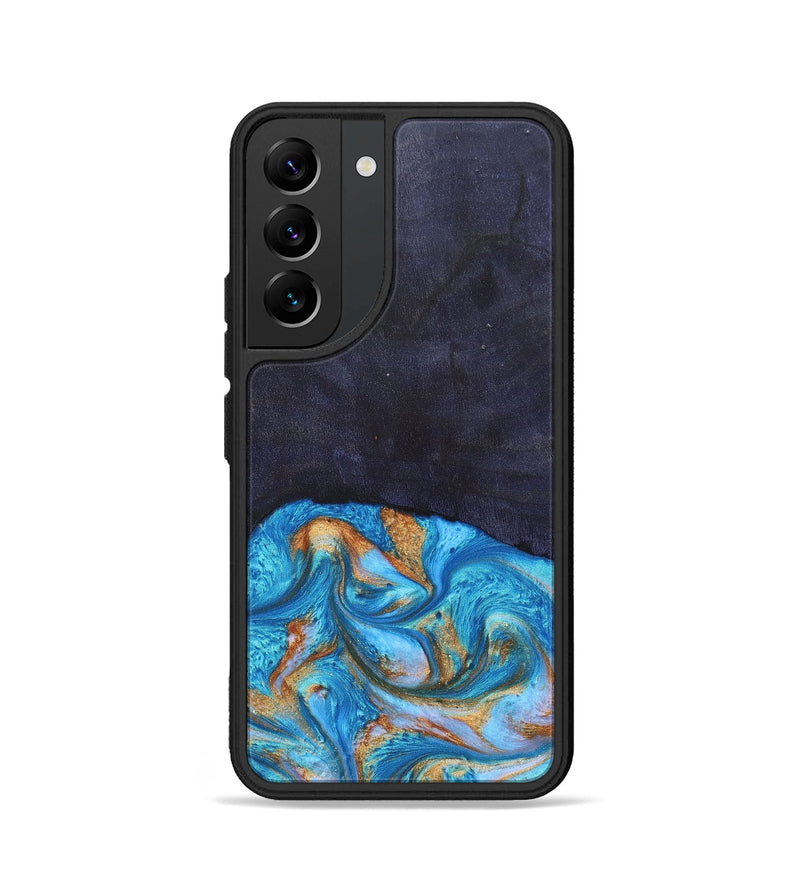 Galaxy S22 Wood+Resin Phone Case - Leanne (Teal & Gold, 682576)