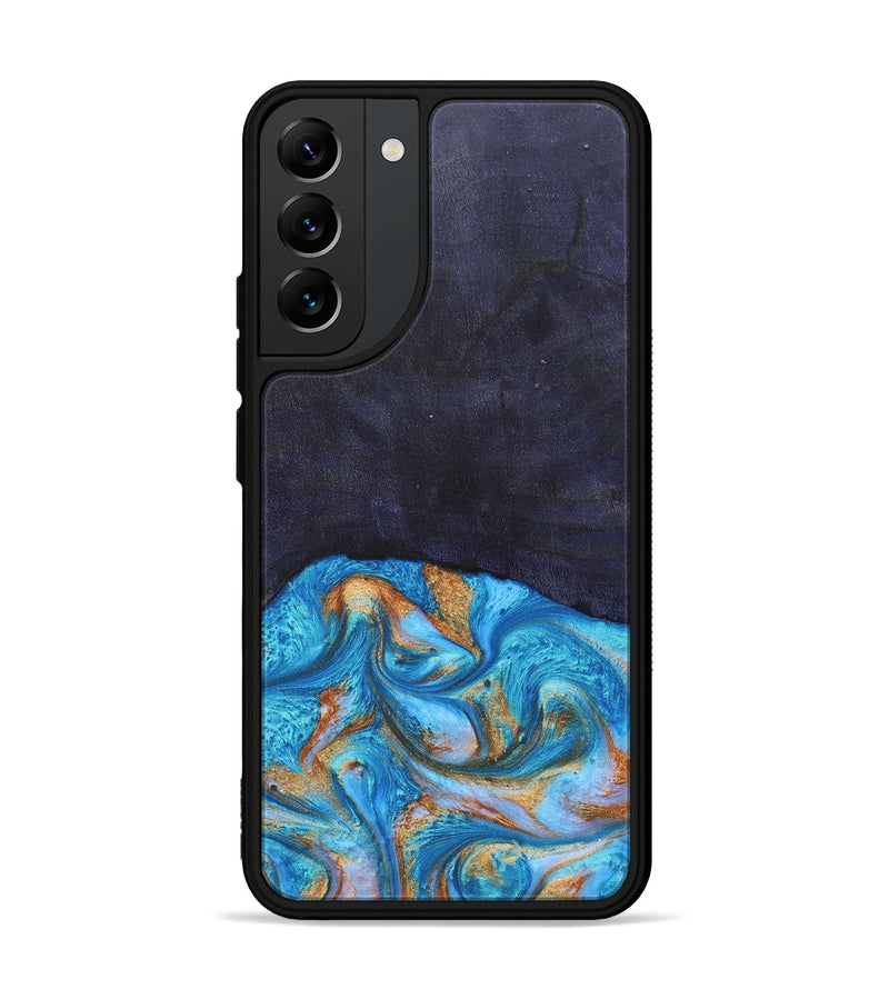 Galaxy S22 Plus Wood+Resin Phone Case - Leanne (Teal & Gold, 682576)