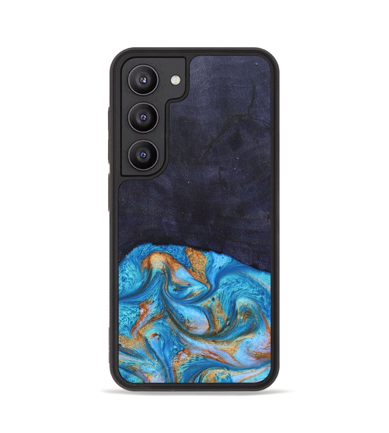 Galaxy S23 Wood+Resin Phone Case - Leanne (Teal & Gold, 682576)