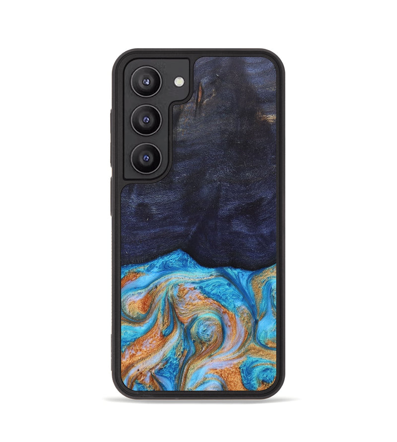 Galaxy S23 Wood+Resin Phone Case - Trista (Teal & Gold, 682589)