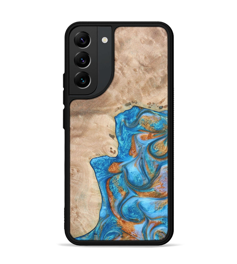Galaxy S22 Plus Wood+Resin Phone Case - Betty (Teal & Gold, 682605)