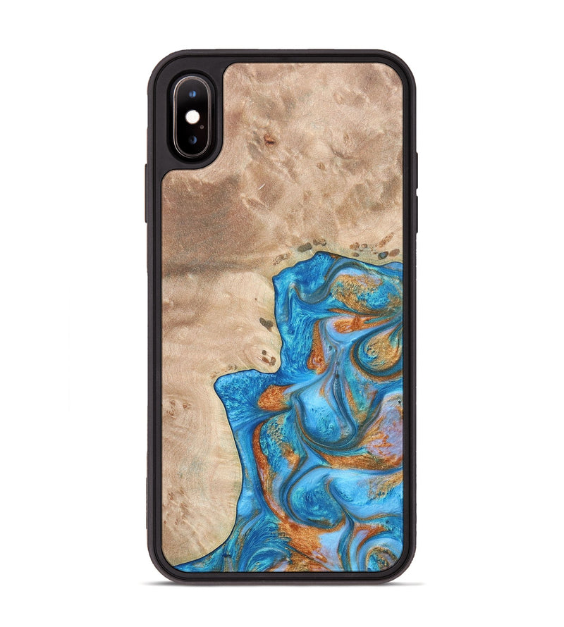 iPhone Xs Max Wood+Resin Phone Case - Betty (Teal & Gold, 682605)