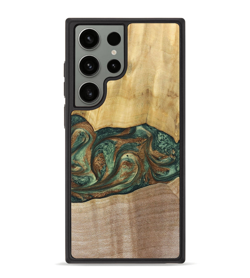 Galaxy S23 Ultra Wood+Resin Phone Case - Karina (Green, 682676)
