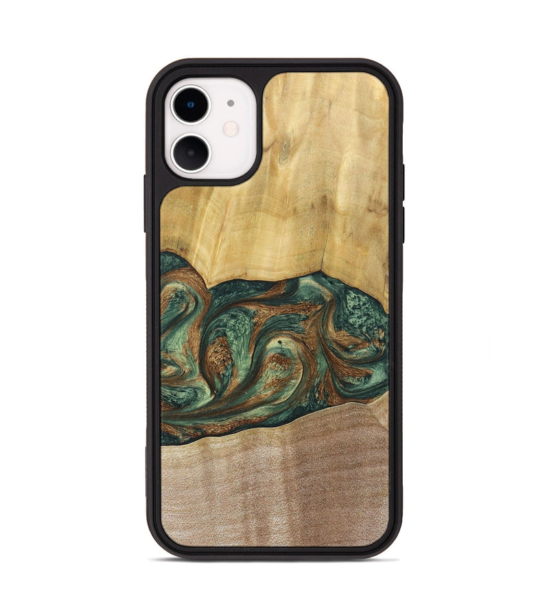 iPhone 11 Wood+Resin Phone Case - Karina (Green, 682676)