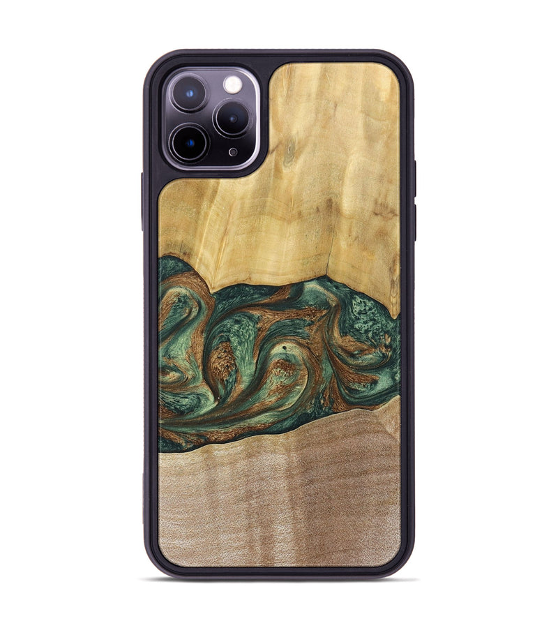 iPhone 11 Pro Max Wood+Resin Phone Case - Karina (Green, 682676)