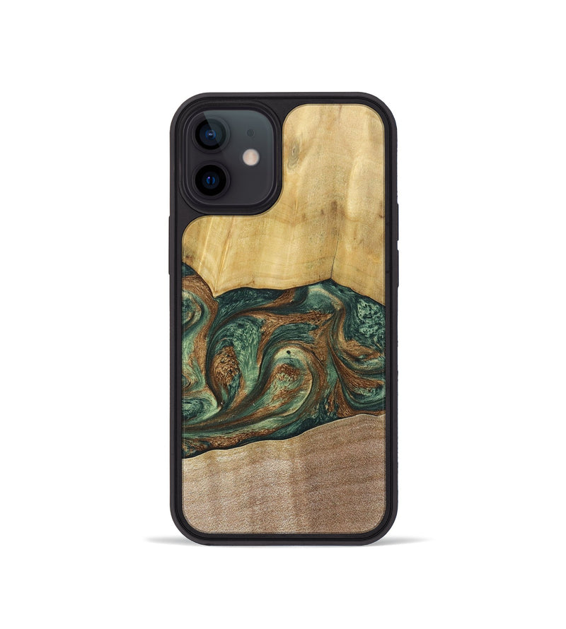 iPhone 12 mini Wood+Resin Phone Case - Karina (Green, 682676)