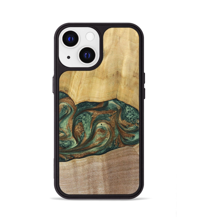 iPhone 13 Wood+Resin Phone Case - Karina (Green, 682676)