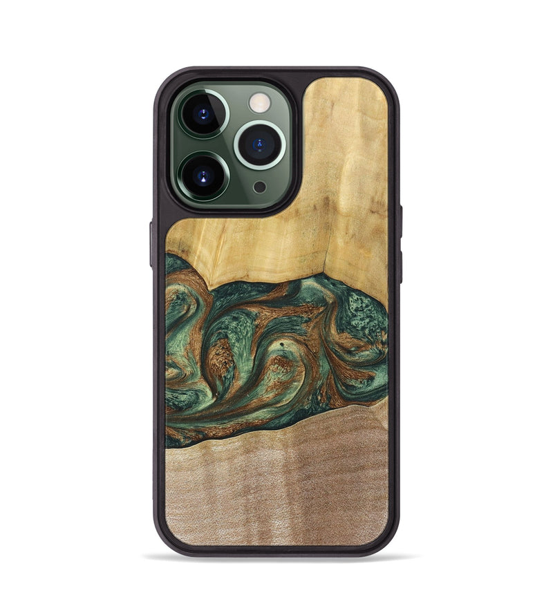 iPhone 13 Pro Wood+Resin Phone Case - Karina (Green, 682676)