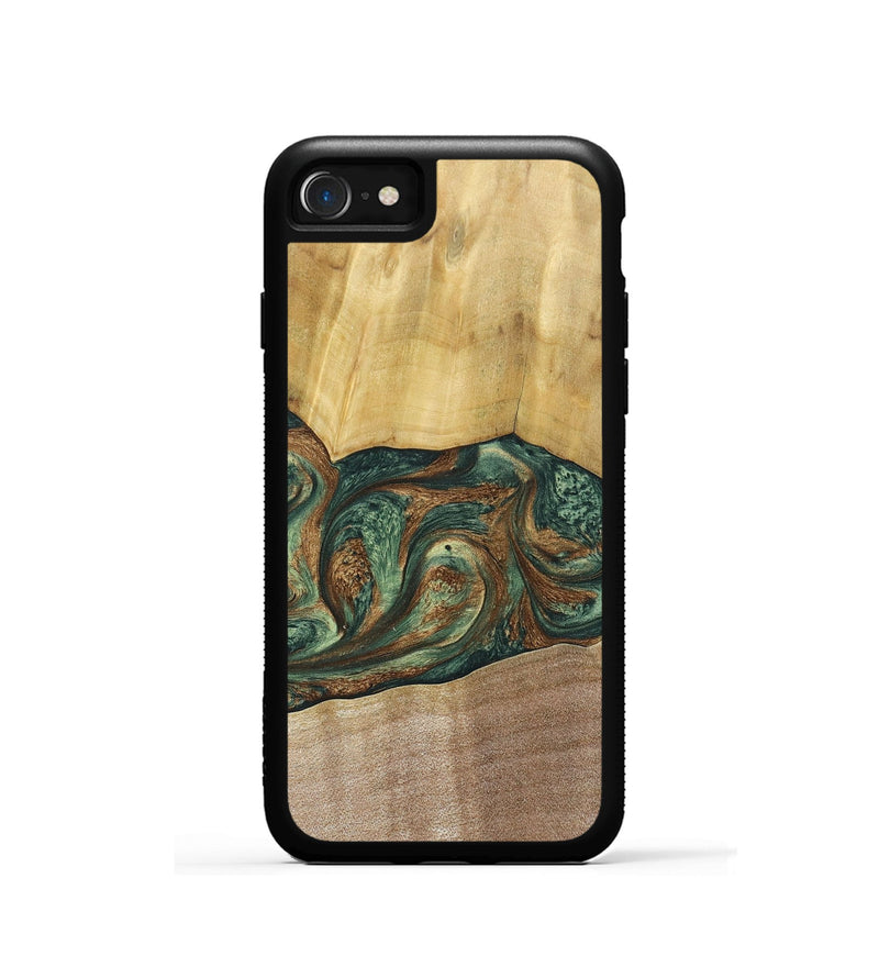 iPhone SE Wood+Resin Phone Case - Karina (Green, 682676)