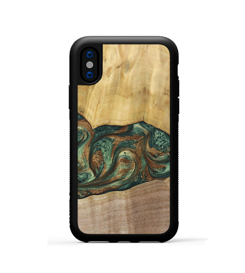 iPhone Xs Wood+Resin Phone Case - Karina (Green, 682676)