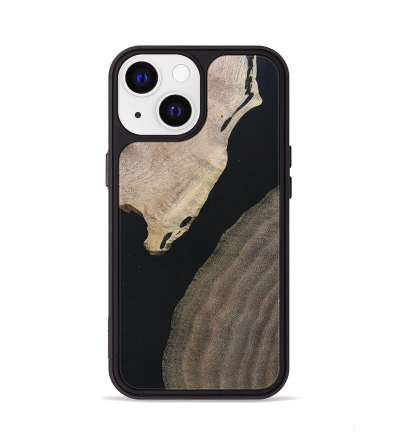 iPhone 13 Wood+Resin Phone Case - Ronald (Pure Black, 682790)