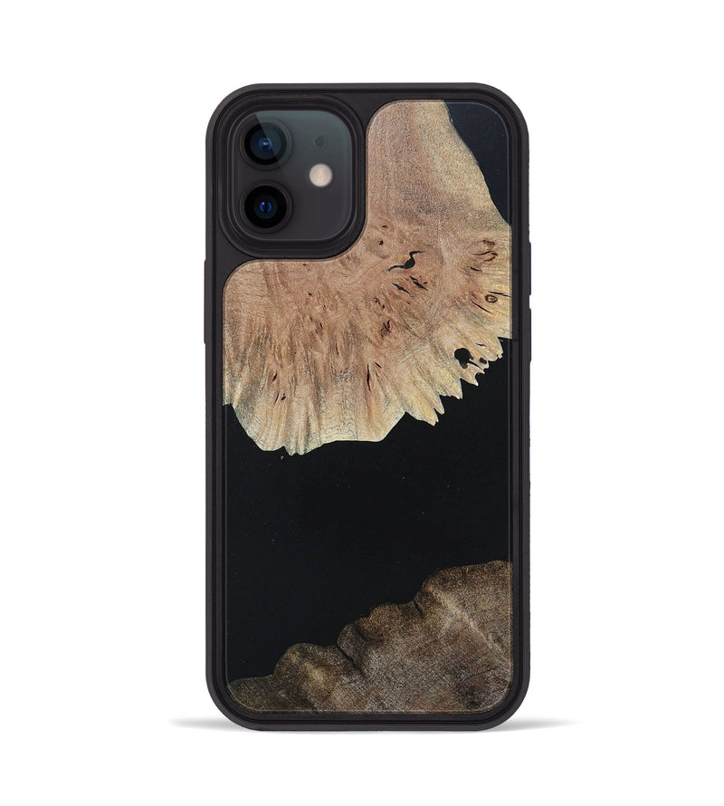 iPhone 12 Wood+Resin Phone Case - Isabella (Pure Black, 682792)