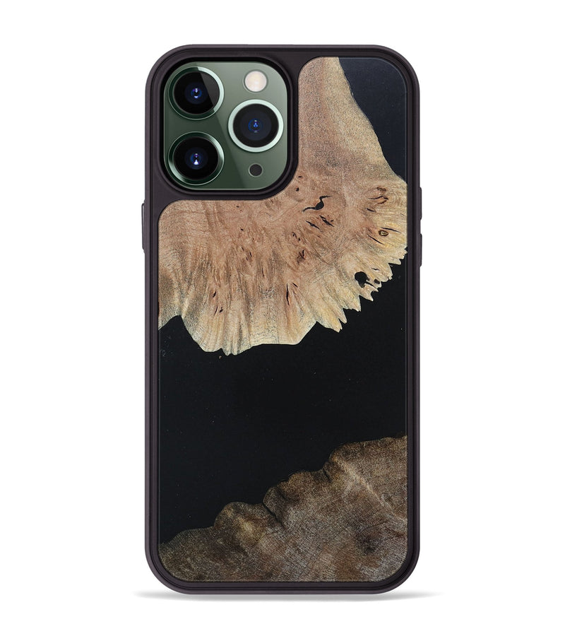 iPhone 13 Pro Max Wood+Resin Phone Case - Isabella (Pure Black, 682792)