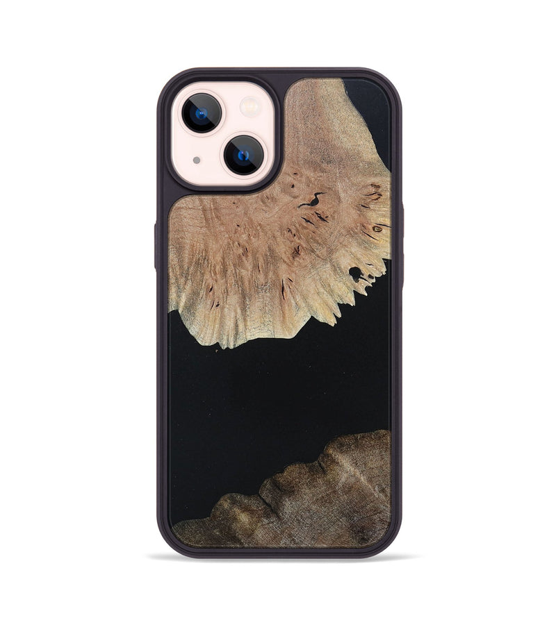 iPhone 14 Wood+Resin Phone Case - Isabella (Pure Black, 682792)