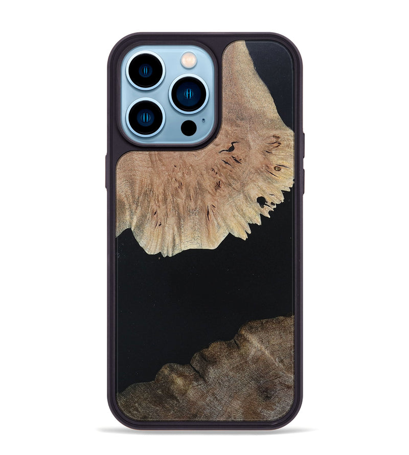 iPhone 14 Pro Max Wood+Resin Phone Case - Isabella (Pure Black, 682792)