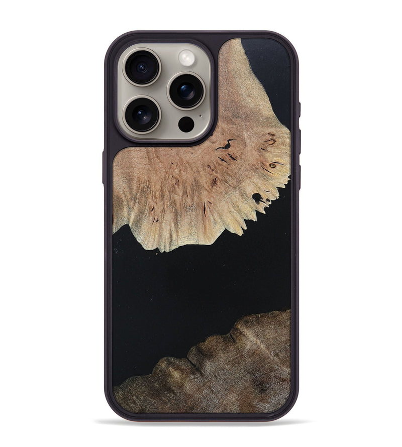iPhone 15 Pro Max Wood+Resin Phone Case - Isabella (Pure Black, 682792)