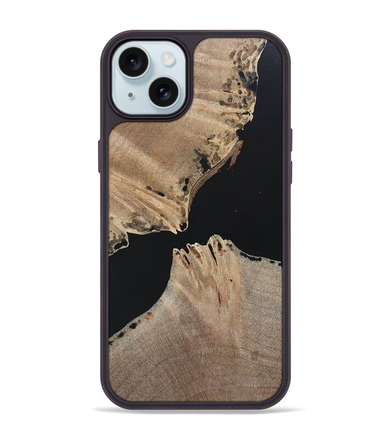 iPhone 15 Plus Wood+Resin Phone Case - Maeve (Pure Black, 682793)
