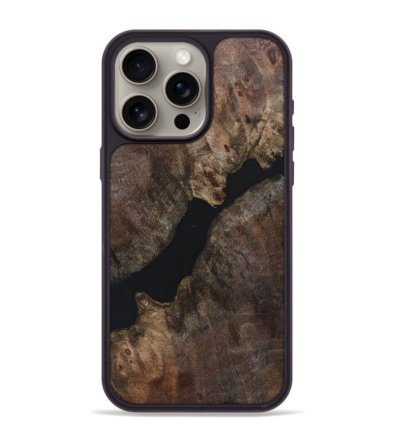 iPhone 15 Pro Max Wood+Resin Phone Case - Amora (Pure Black, 682794)