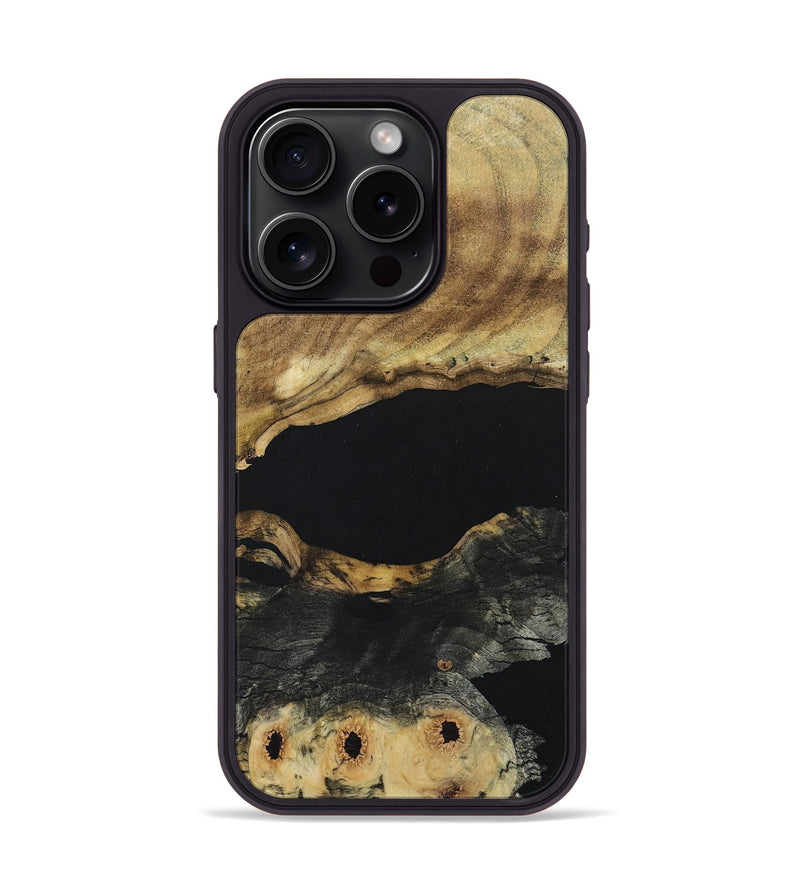 iPhone 15 Pro Wood+Resin Phone Case - Bart (Pure Black, 682795)