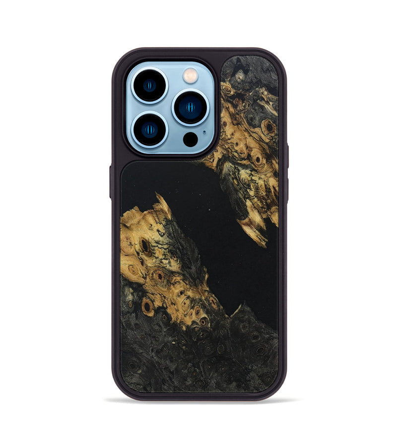 iPhone 14 Pro Wood+Resin Phone Case - Tameka (Pure Black, 682799)