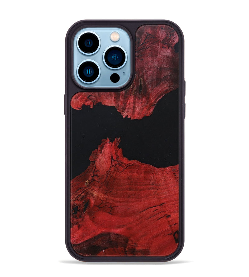 iPhone 14 Pro Max Wood+Resin Phone Case - Elsa (Pure Black, 682803)