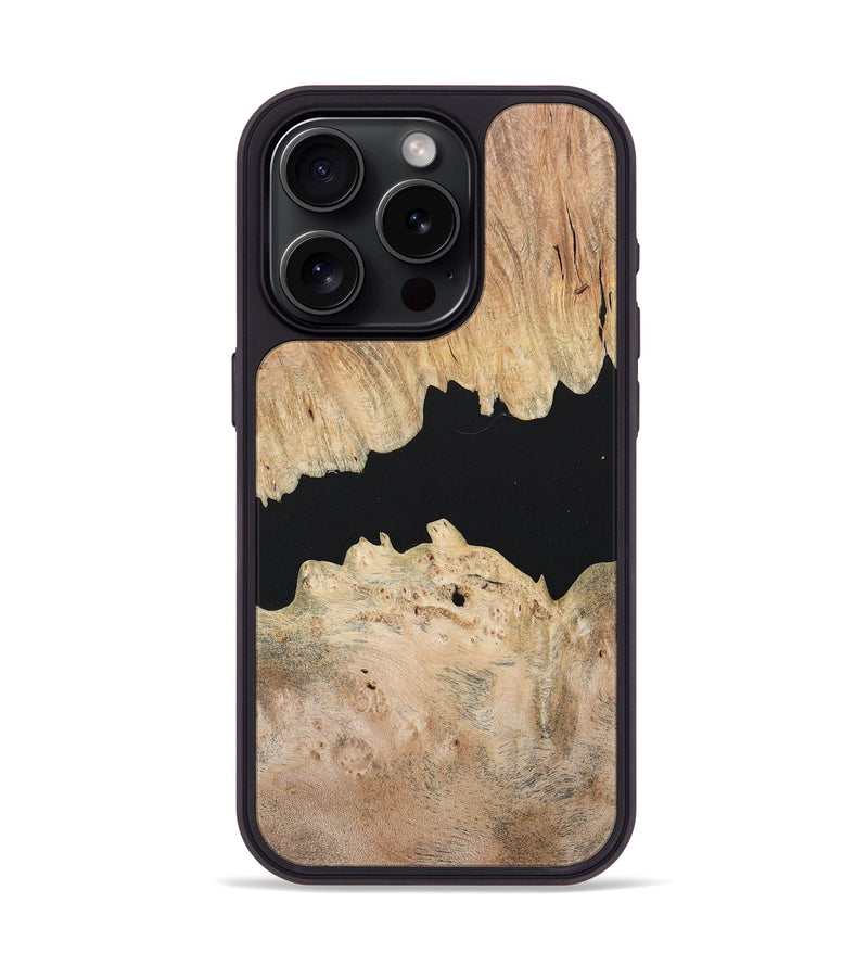 iPhone 15 Pro Wood+Resin Phone Case - Wayne (Pure Black, 682804)