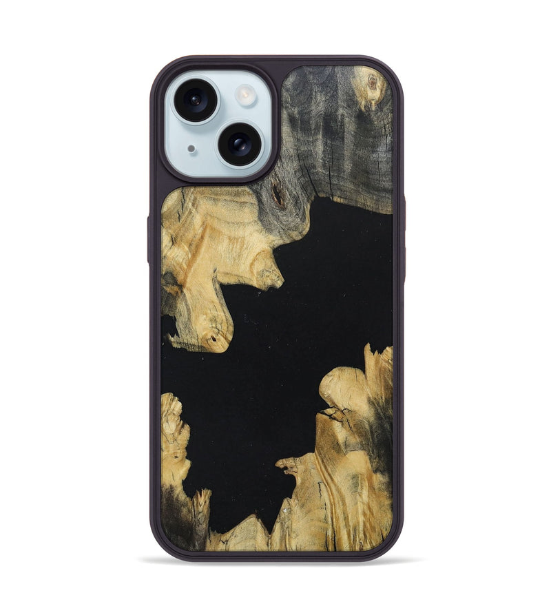 iPhone 15 Wood+Resin Phone Case - Raegan (Pure Black, 682805)
