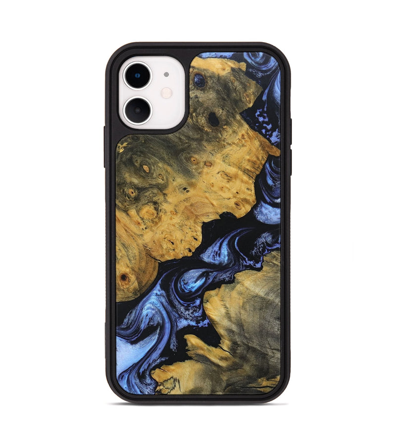 iPhone 11 Wood+Resin Phone Case - Katina (Blue, 682898)