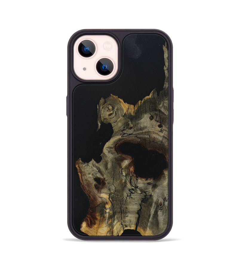 iPhone 14 Wood+Resin Phone Case - Sondra (Pure Black, 683016)