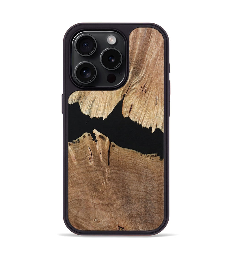iPhone 15 Pro Wood+Resin Phone Case - Virginia (Pure Black, 683018)