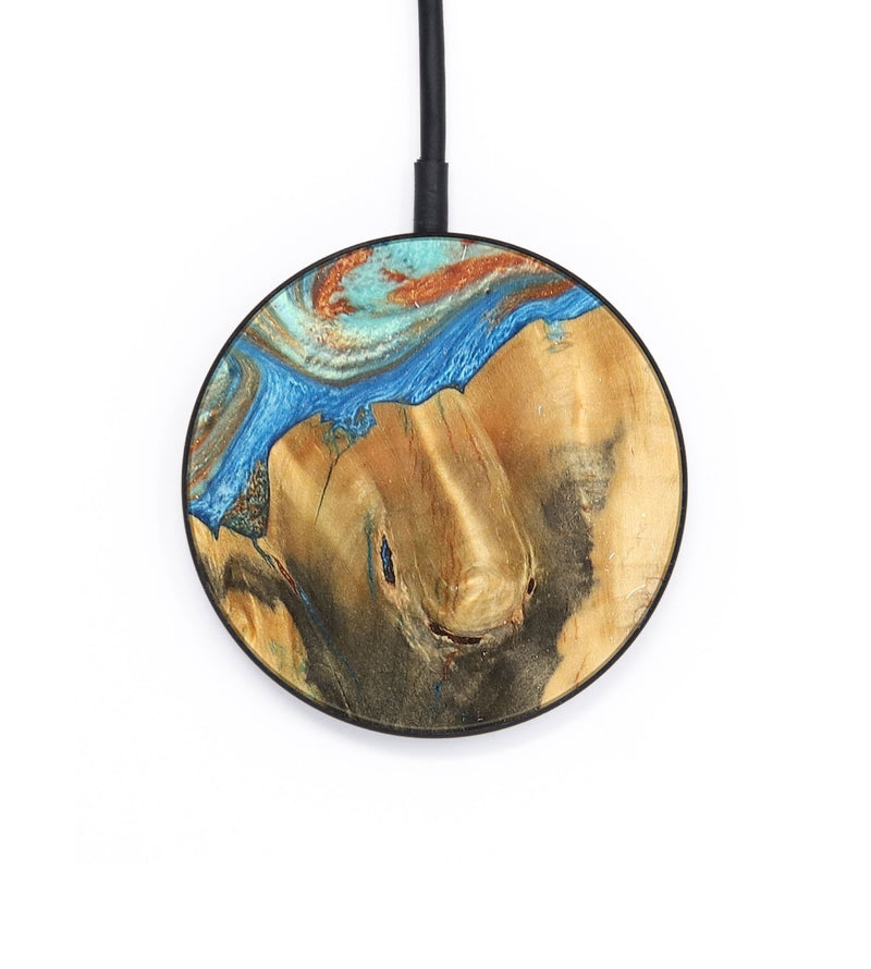 Circle Wood+Resin Wireless Charger - Rex (Teal & Gold, 683091)