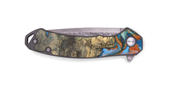 EDC Wood+Resin Pocket Knife - Lacey (Teal & Gold, 683122)