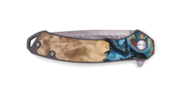 EDC Wood+Resin Pocket Knife - Luella (Teal & Gold, 683145)