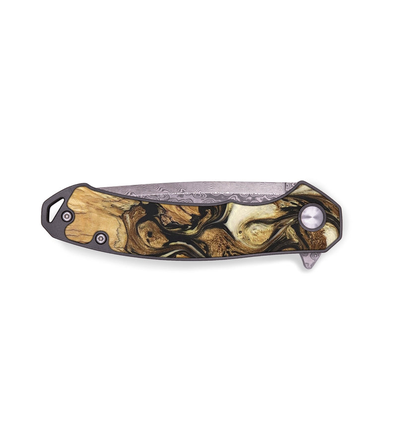 EDC Wood+Resin Pocket Knife - Brendon (Black & White, 683173)